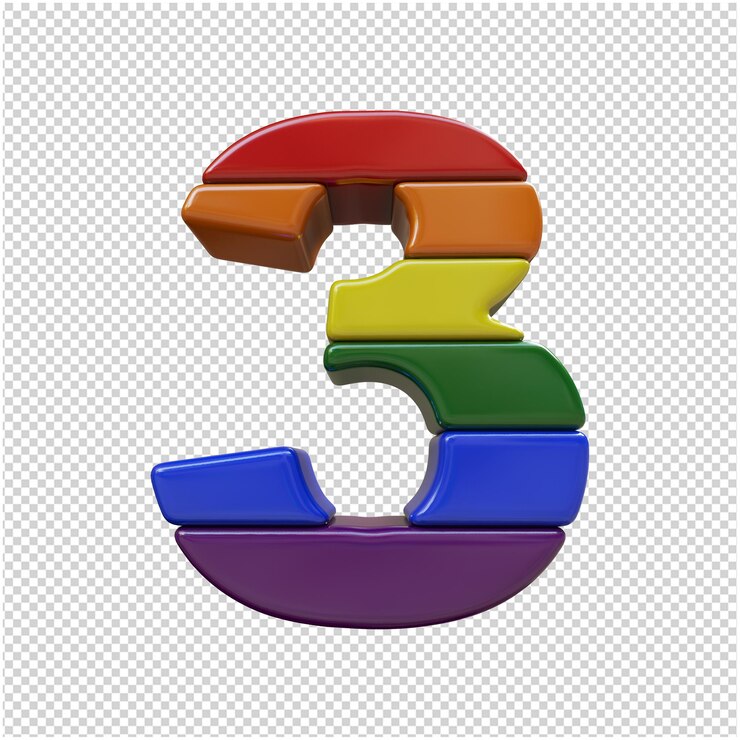 PSD angka dalam warna bendera lgbt dilihat dari bawah. angka 3d