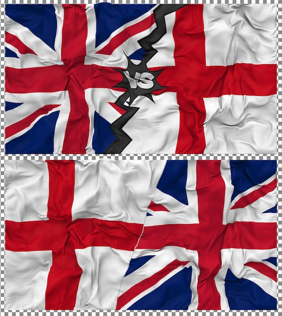 Angleterre contre Royaume-Uni Half Combined Flag Cloth Bump Texture Rendering 3D