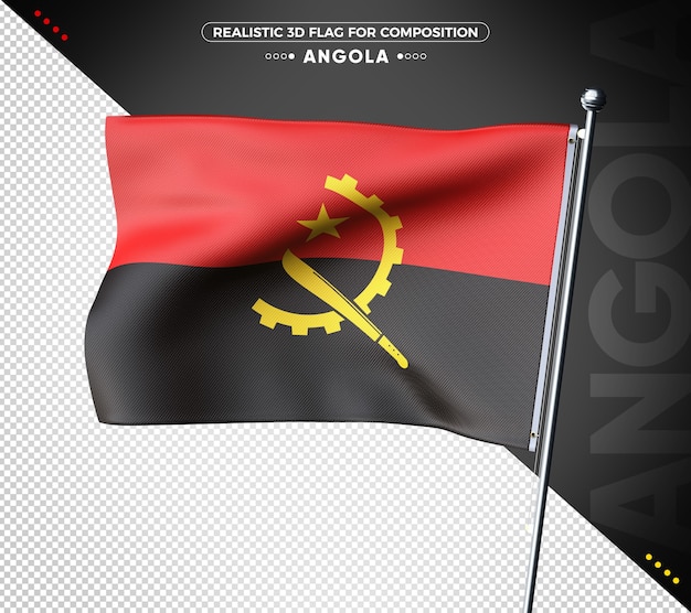 PSD angola 3d-flagge mit realistischer textur