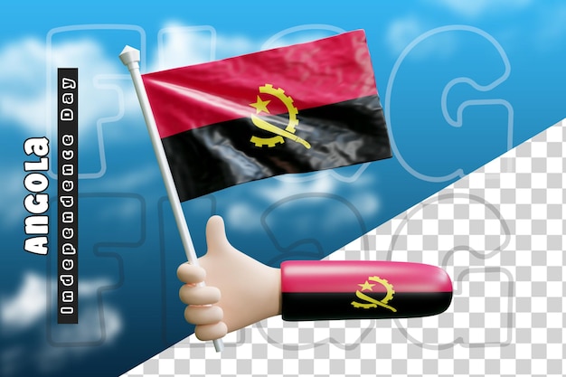 L'angola Agitant Le Drapeau Sur La Main Ou Le Drapeau De L'angola Sur La Main