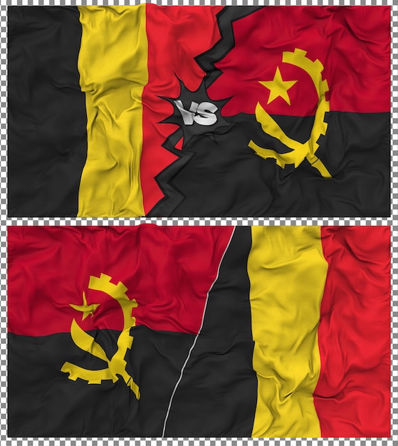 Angola contra Bélgica Media bandera combinada con textura en 3D