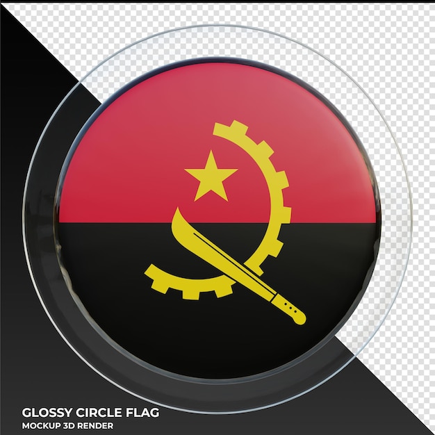 PSD angola realistische 3d-texturierte glänzende kreisflagge