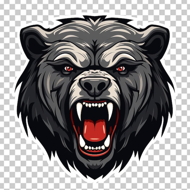 PSD angry bear-kopf-maskottchen-logo auf transparentem hintergrund