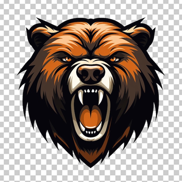 Angry bear-kopf-maskottchen-logo auf transparentem hintergrund