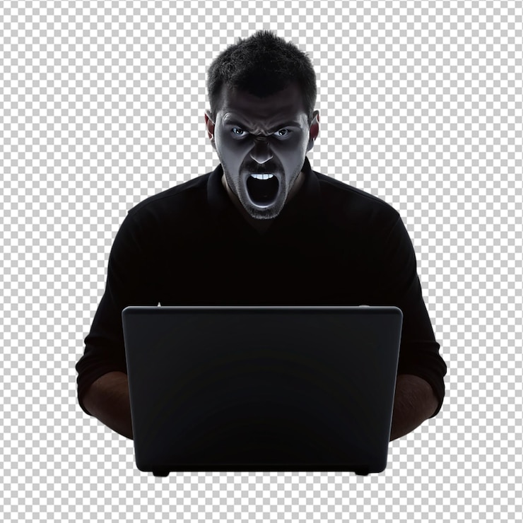 PSD angry coder clipart del usuario en un fondo transparente