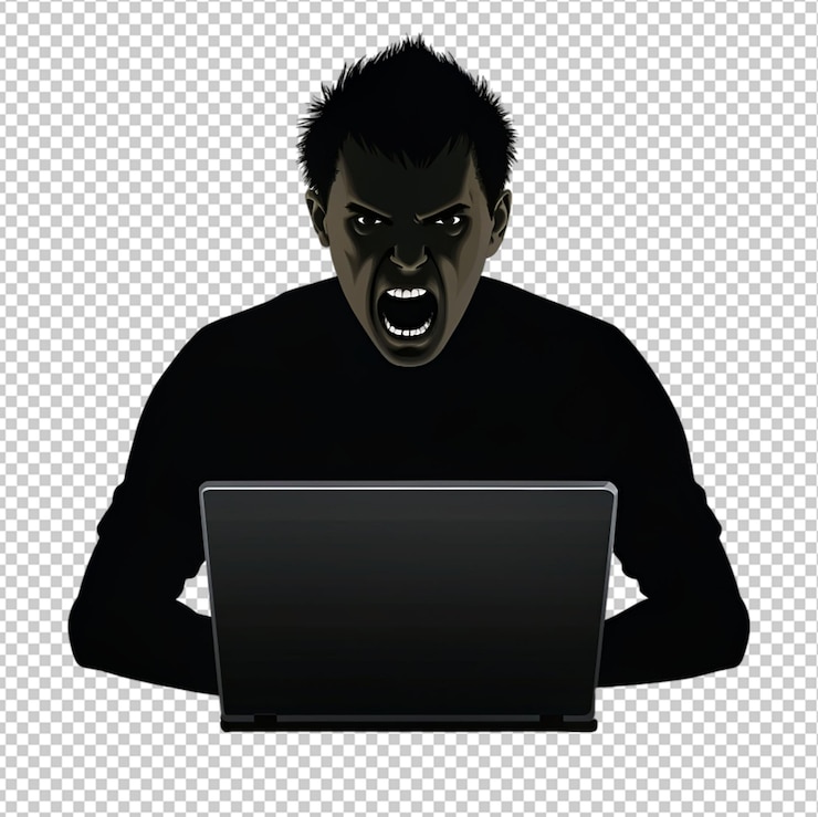 PSD angry coder clipart del usuario en un fondo transparente