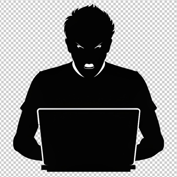 PSD angry coder clipart del usuario en un fondo transparente
