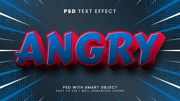 Angry emotion anger 3d editable text effect with game and play text style
