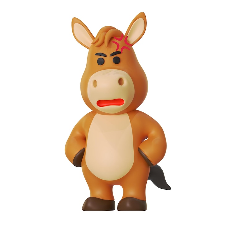 PSD angry horse mascot animal 3d