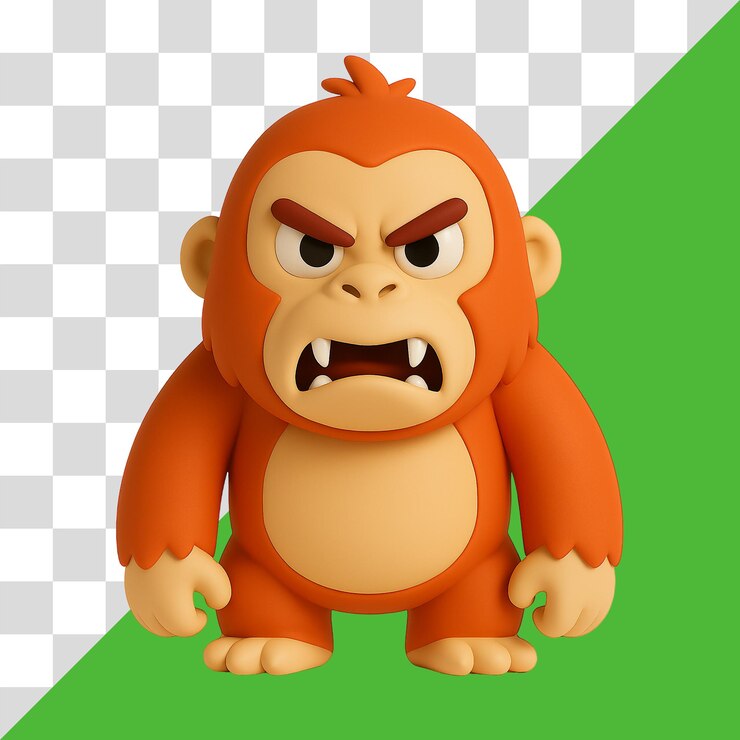 PSD angry orange ape 3d cartoon character