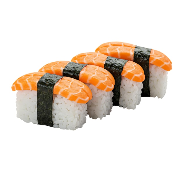 Angry Sushi Roll Mascot con pelo de algas y colmillos de salmón Ilustración creativa de alimentos