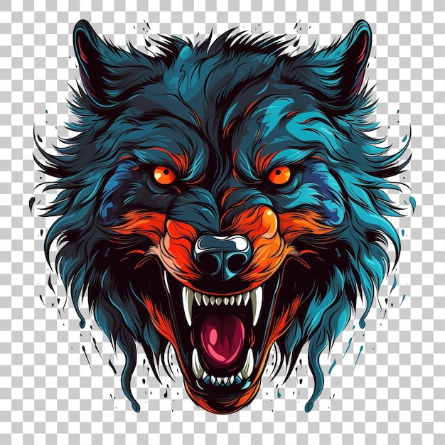 PSD angry wolf head-vektorillustration