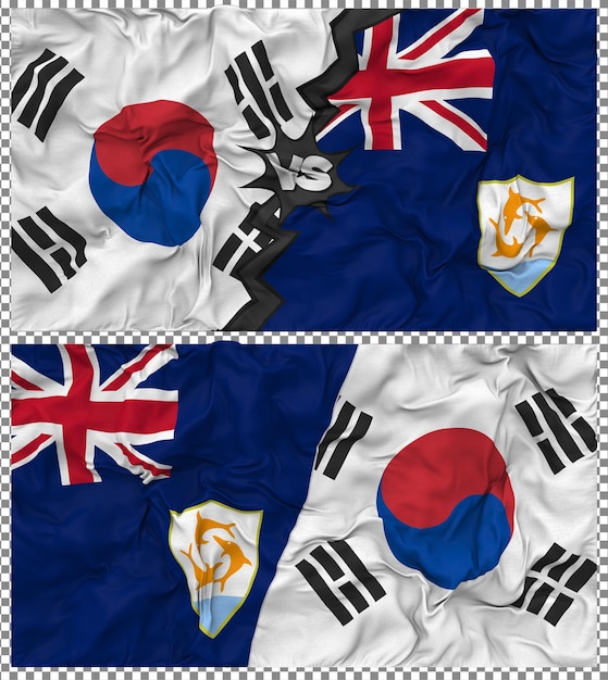 Anguila contra Corea del Sur Media bandera combinada con textura 3D de la tela