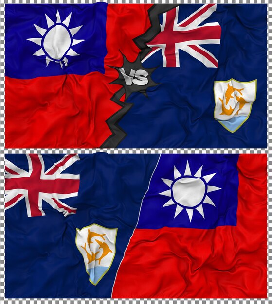 Anguila contra Taiwán Media bandera combinada con textura 3D de la tela
