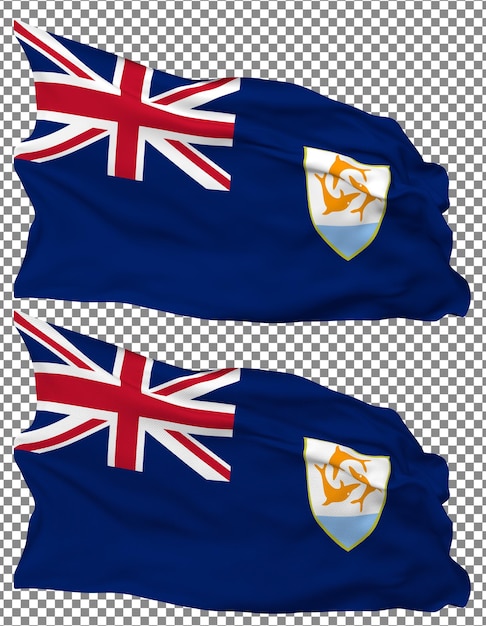 Anguilla-Flaggenwellen isoliert in schlichter und holpriger Textur mit transparentem Hintergrund 3D-Rendering