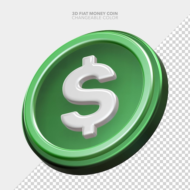 Ângulo de perspectiva de moeda fiduciária de renderização 3D versus ícones de moeda criptográfica com fundo transparente isolado