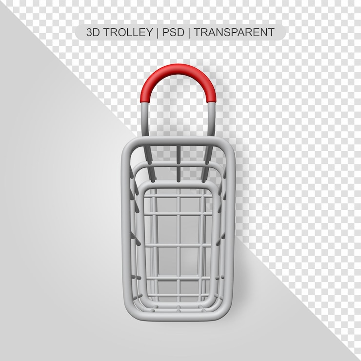 PSD ângulo superior do carrinho transparente vermelho 3d
