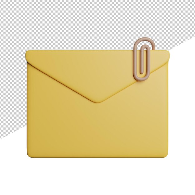 Anhang Nachricht Datei Vorderansicht 3D-Rendering-Symbol Illustration auf transparentem Hintergrund