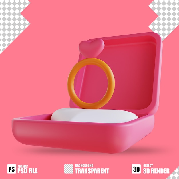 Anillo de amor de ilustración 3D 3 adecuado para el día de san valentín