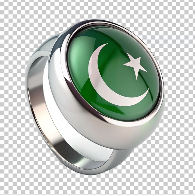 PSD el anillo de la bandera de pakistán en un fondo transparente