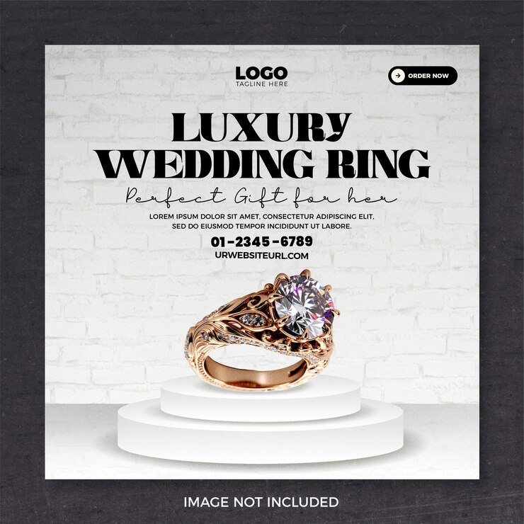 Anillo de bodas de lujo plantilla de publicación en redes sociales