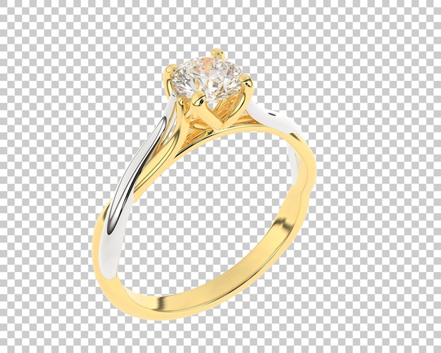 Anillo de compromiso aislado en el fondo Ilustración de renderización 3D