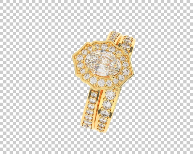 Anillo de compromiso aislado en el fondo Ilustración de renderización 3D