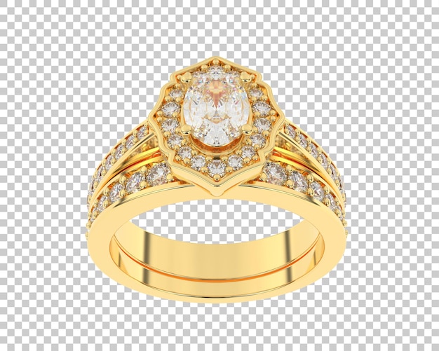 Anillo de compromiso aislado en el fondo Ilustración de renderización 3D