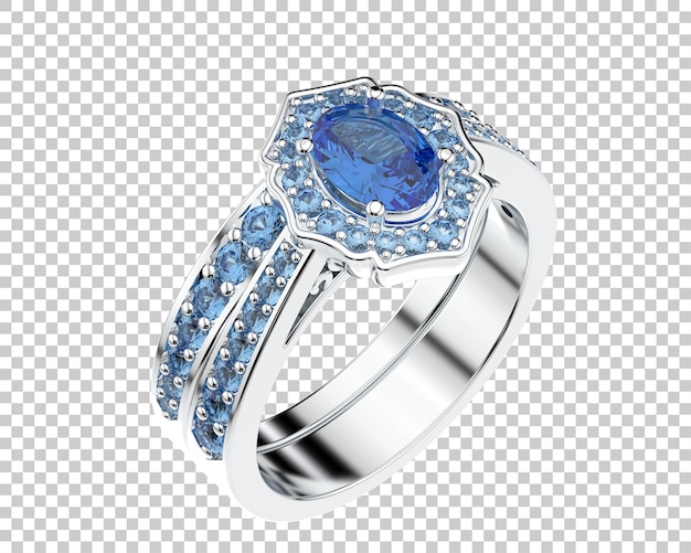 Anillo de compromiso aislado en el fondo Ilustración de renderización 3D