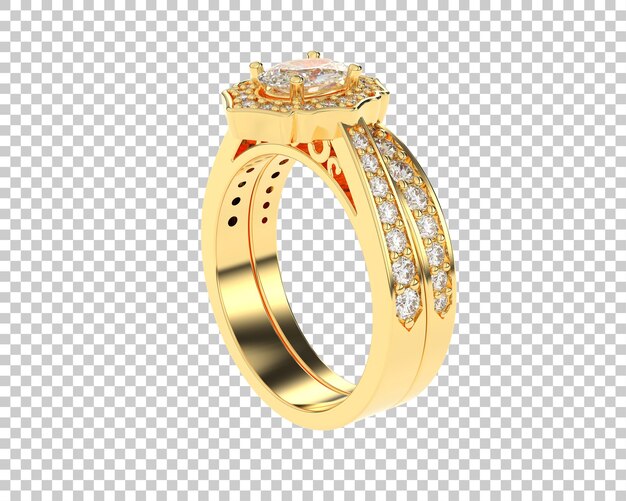 Anillo de compromiso aislado en el fondo Ilustración de renderización 3D