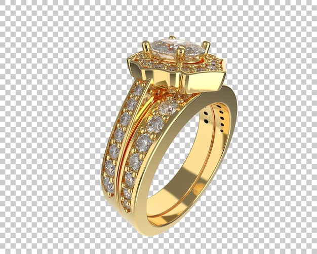 Anillo de compromiso aislado en el fondo Ilustración de renderización 3D
