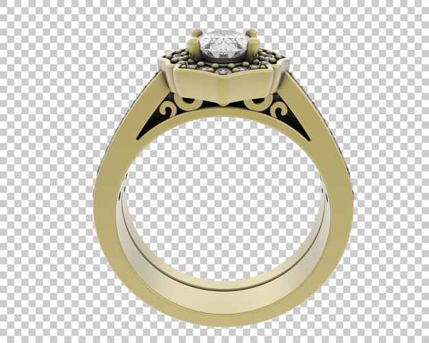 Anillo de compromiso aislado en el fondo Ilustración de renderización 3D