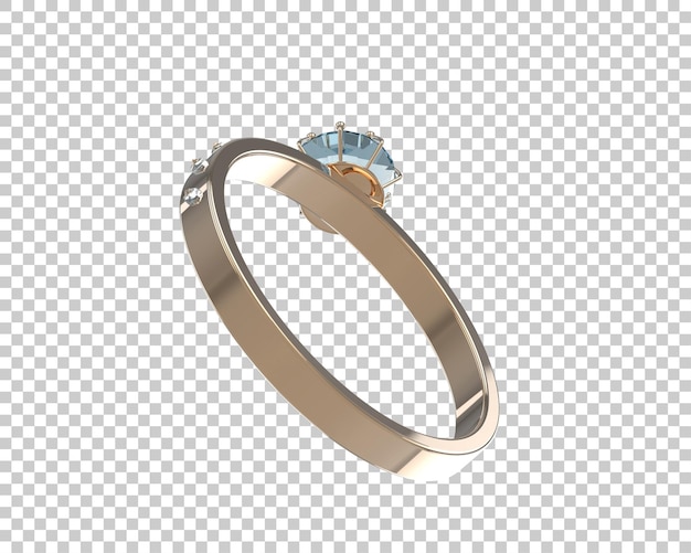 Anillo de compromiso aislado en el fondo Ilustración de renderización 3D
