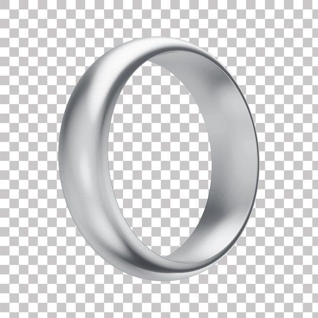 Anillo de compromiso de boda de plata 3D con fondo transparente