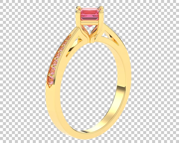 Anillo de compromiso en fondo transparente Ilustración de renderización en 3D