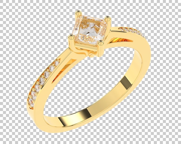 Anillo de compromiso en la ilustración de representación 3d de fondo transparente