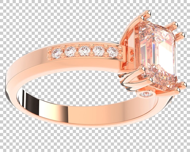 Anillo de compromiso en la ilustración de representación 3d de fondo transparente