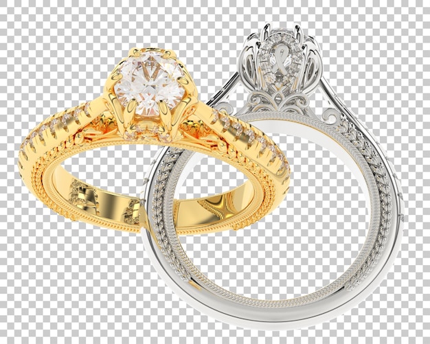 Anillo de compromiso en la ilustración de representación 3d de fondo transparente