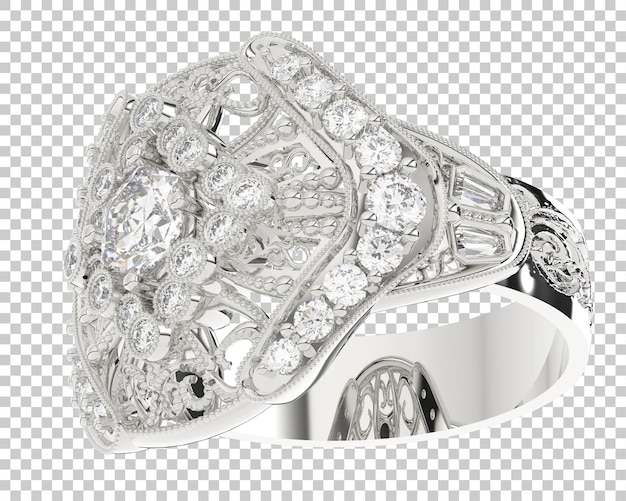 Anillo de compromiso en la ilustración de representación 3d de fondo transparente