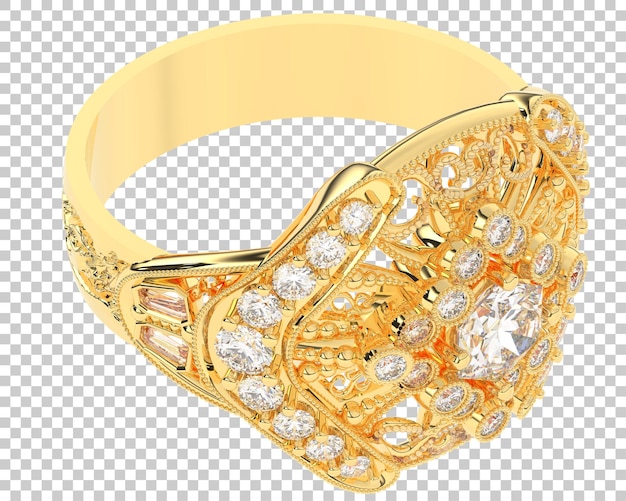 Anillo de compromiso en la ilustración de representación 3d de fondo transparente