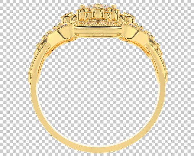 Anillo de compromiso en la ilustración de representación 3d de fondo transparente