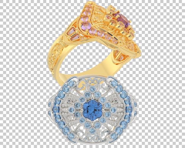 Anillo de compromiso en la ilustración de representación 3d de fondo transparente