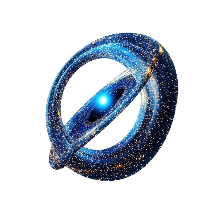 PSD anillo cósmico azul con una estrella brillante