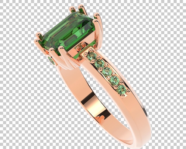 Anillo de diamante en fondo transparente Ilustración de renderización en 3D
