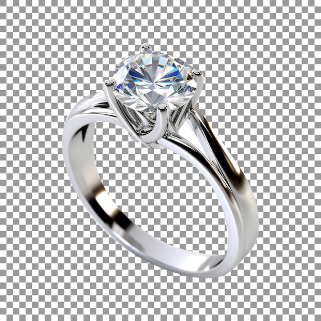 Anillo de diamante de lujo aislado sobre un fondo transparente