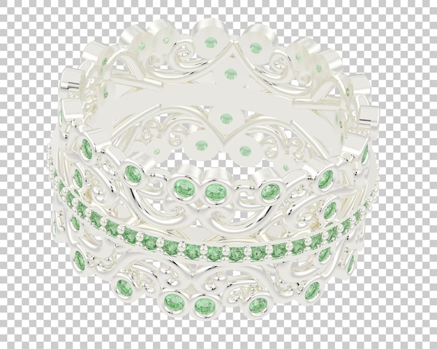 Anillo de diamantes aislado en la ilustración de renderizado 3d de fondo