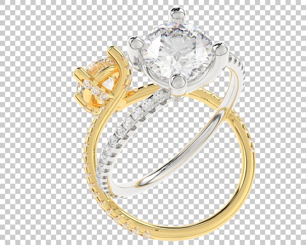 Anillo de diamantes de compromiso aislado sobre fondo blanco ilustración de renderizado 3d