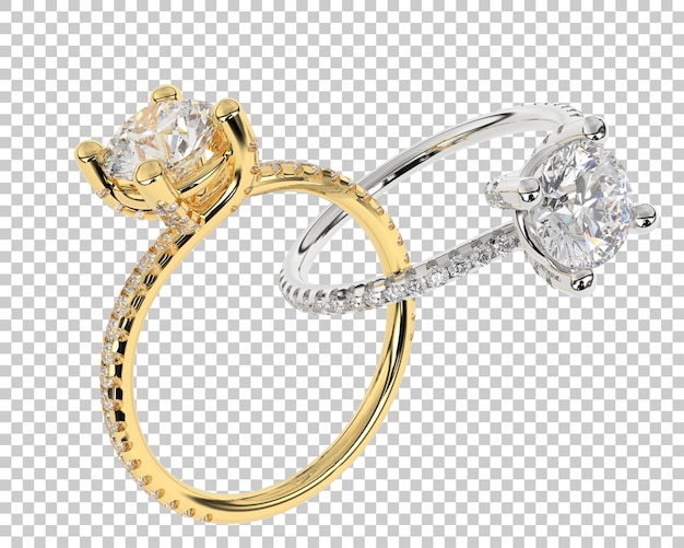 Anillo de diamantes de compromiso aislado sobre fondo blanco ilustración de renderizado 3d