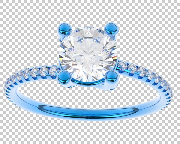 Anillo de diamantes de estudio aislado sobre fondo blanco Ilustración de renderizado 3d