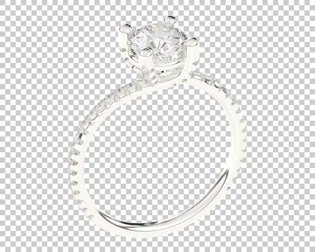 Anillo de diamantes de estudio aislado sobre fondo blanco Ilustración de renderizado 3d